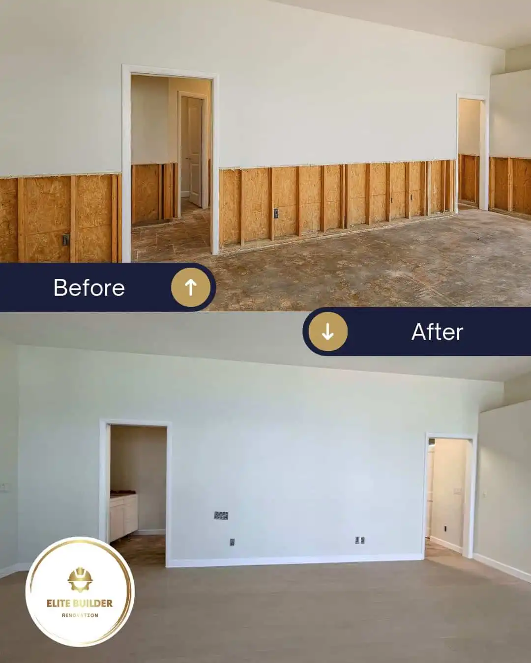 Water damaged interior being restored in Belleair